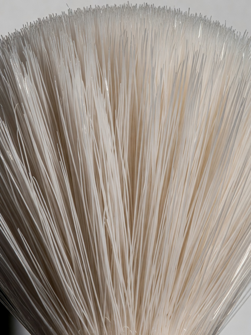 Close up of dense synthetic foundation brush bristles